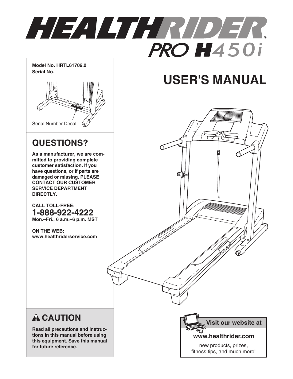 Healthrider HRTL61706.0 User Manual | 32 pages