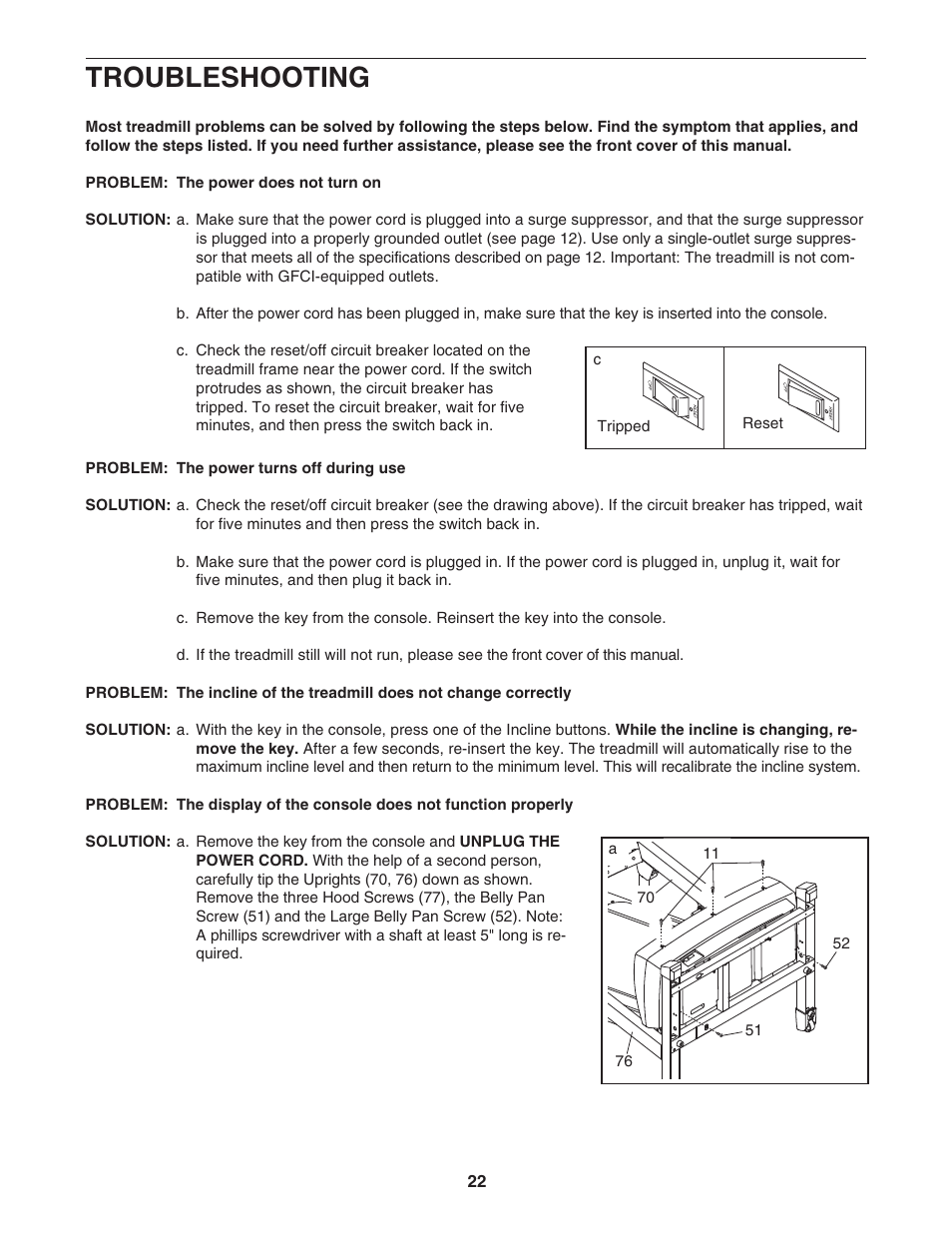 Troubleshooting | Healthrider HRTL61706.0 User Manual | Page 22 / 32