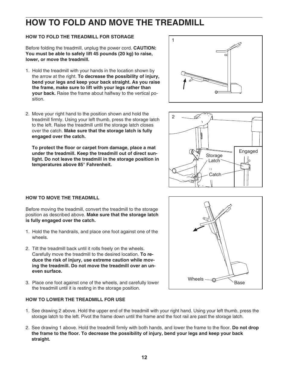How to fold and move the treadmill | Healthrider HRTL34305.0 User Manual | Page 12 / 19