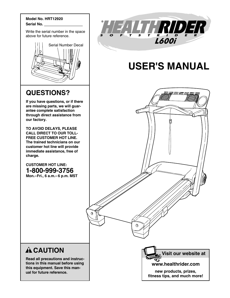 Healthrider HRT12920 User Manual | 30 pages