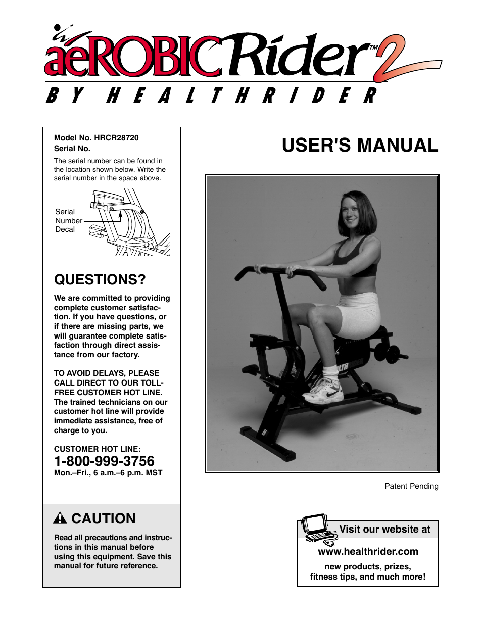 Healthrider HRCR28720 User Manual | 16 pages