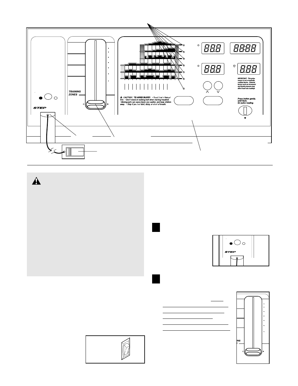 Caution, Diagram of the console, Mode indicators clip | Healthrider HRTL20001 User Manual | Page 8 / 19