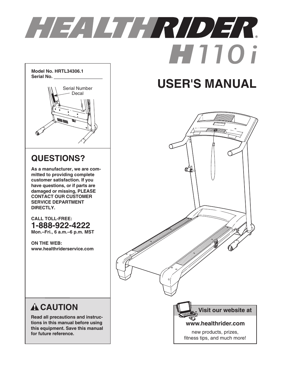 Healthrider HRTL34306.1 User Manual | 28 pages