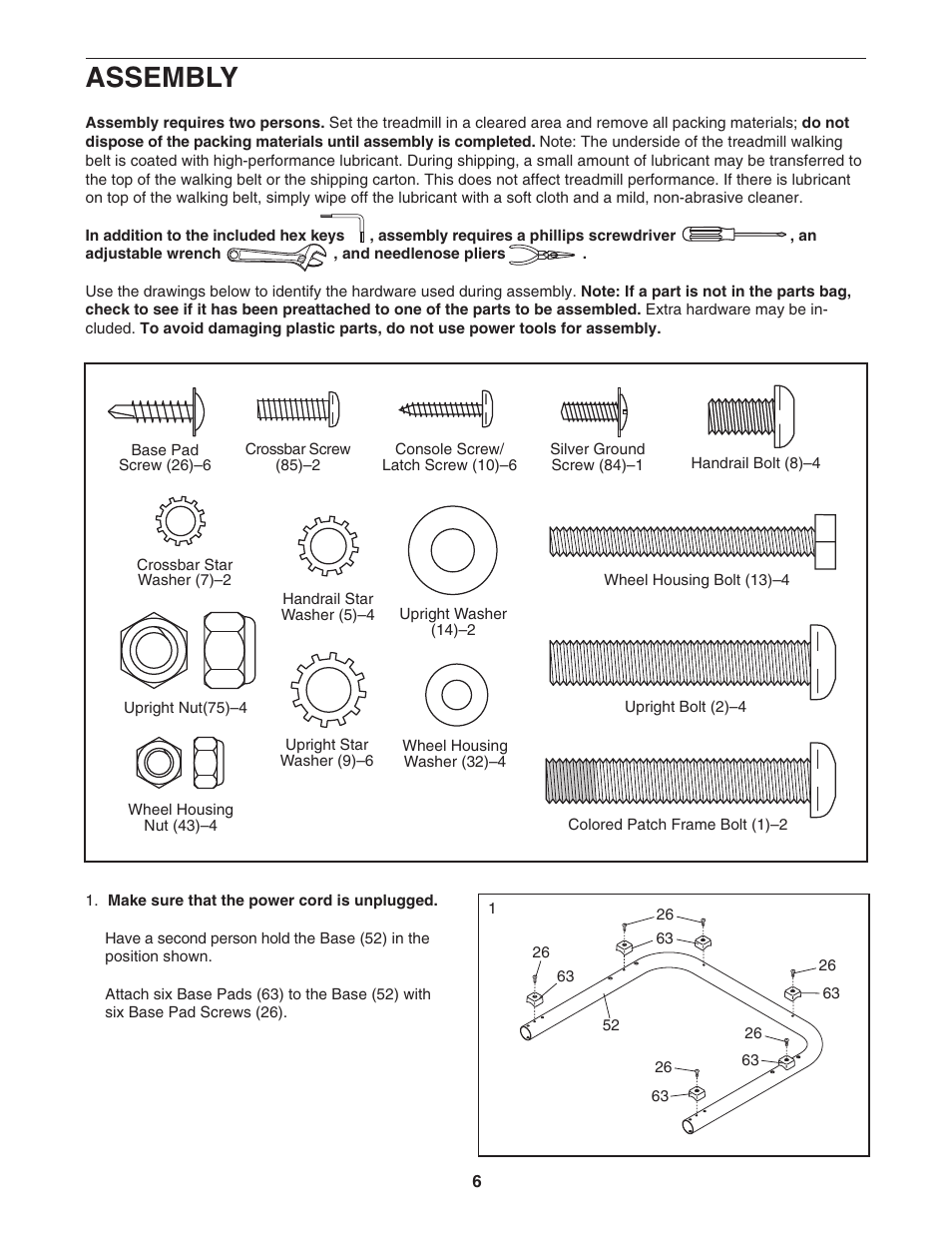 Assembly | Healthrider HRTL34306.1 User Manual | Page 6 / 28