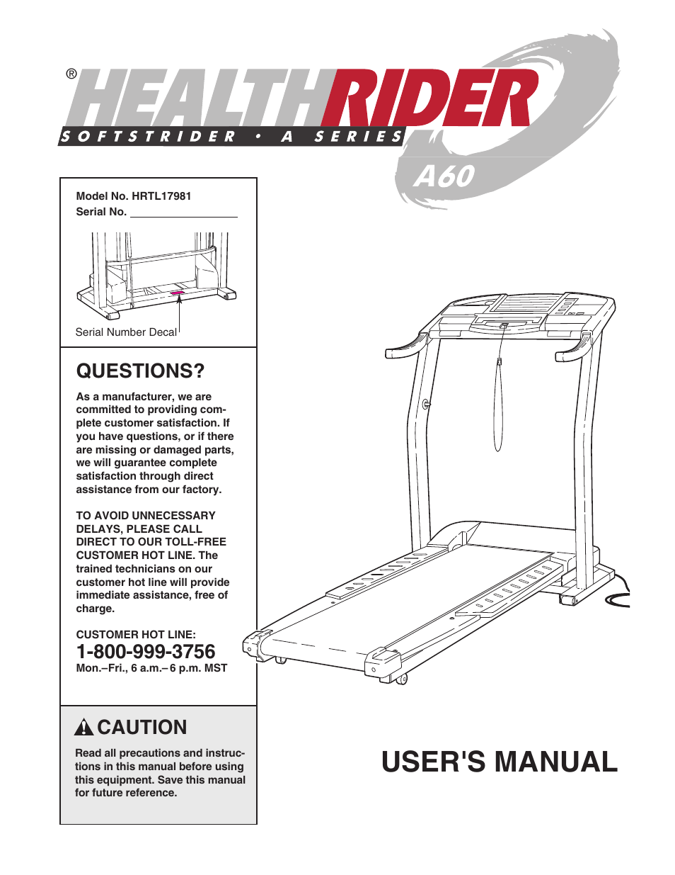 Healthrider HRTL17981 User Manual | 26 pages