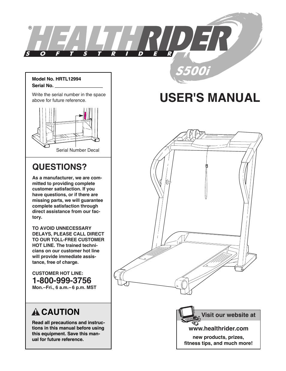 Healthrider HRTL12994 User Manual | 34 pages