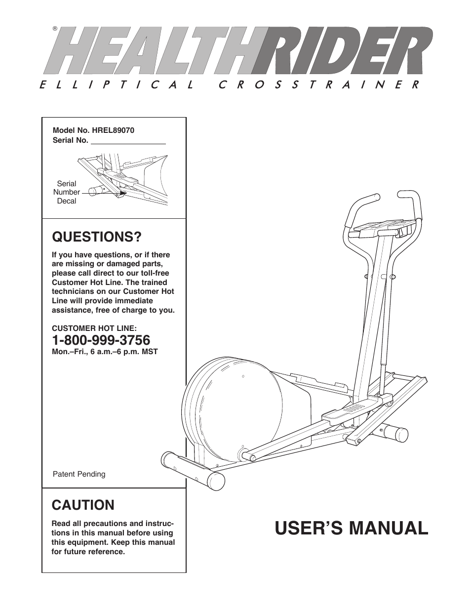 Healthrider HREL89070 User Manual | 16 pages