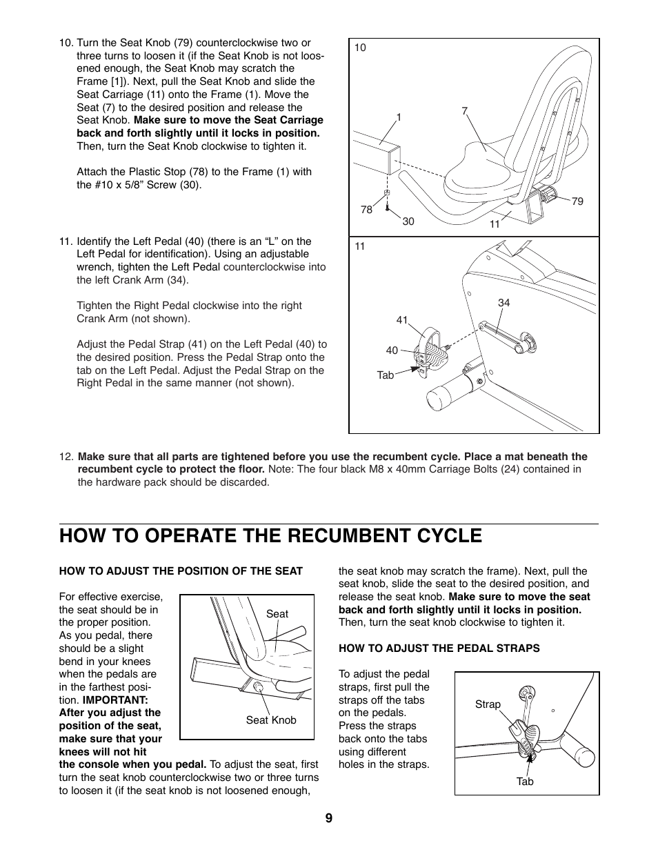 How to operate the recumbent cycle | Healthrider RC150 HREX04980 User Manual | Page 9 / 16