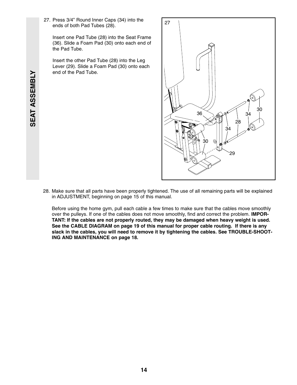 Sea t assembl y | Healthrider 831.159710 User Manual | Page 14 / 25