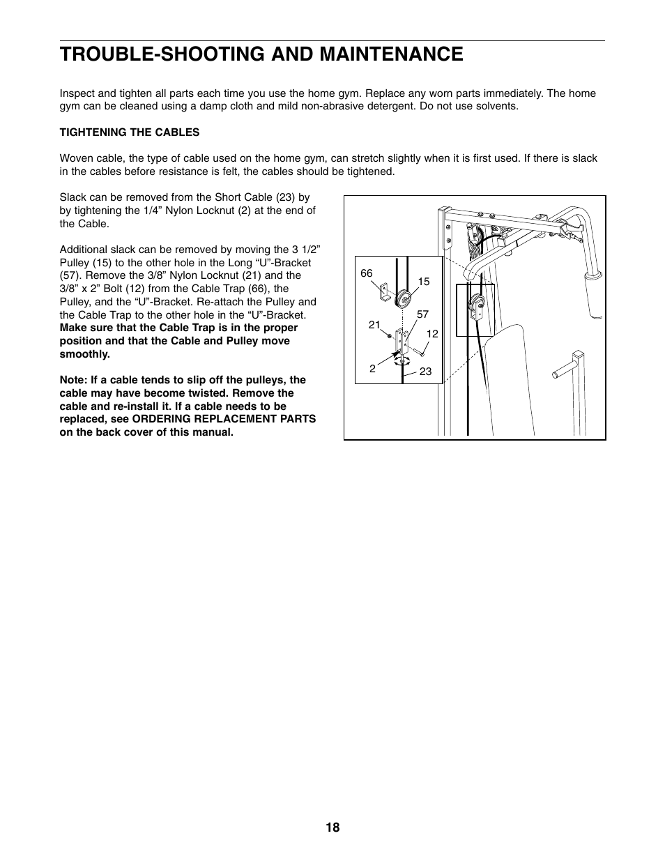 Trouble-shooting and maintenance | Healthrider 831.159710 User Manual | Page 18 / 25
