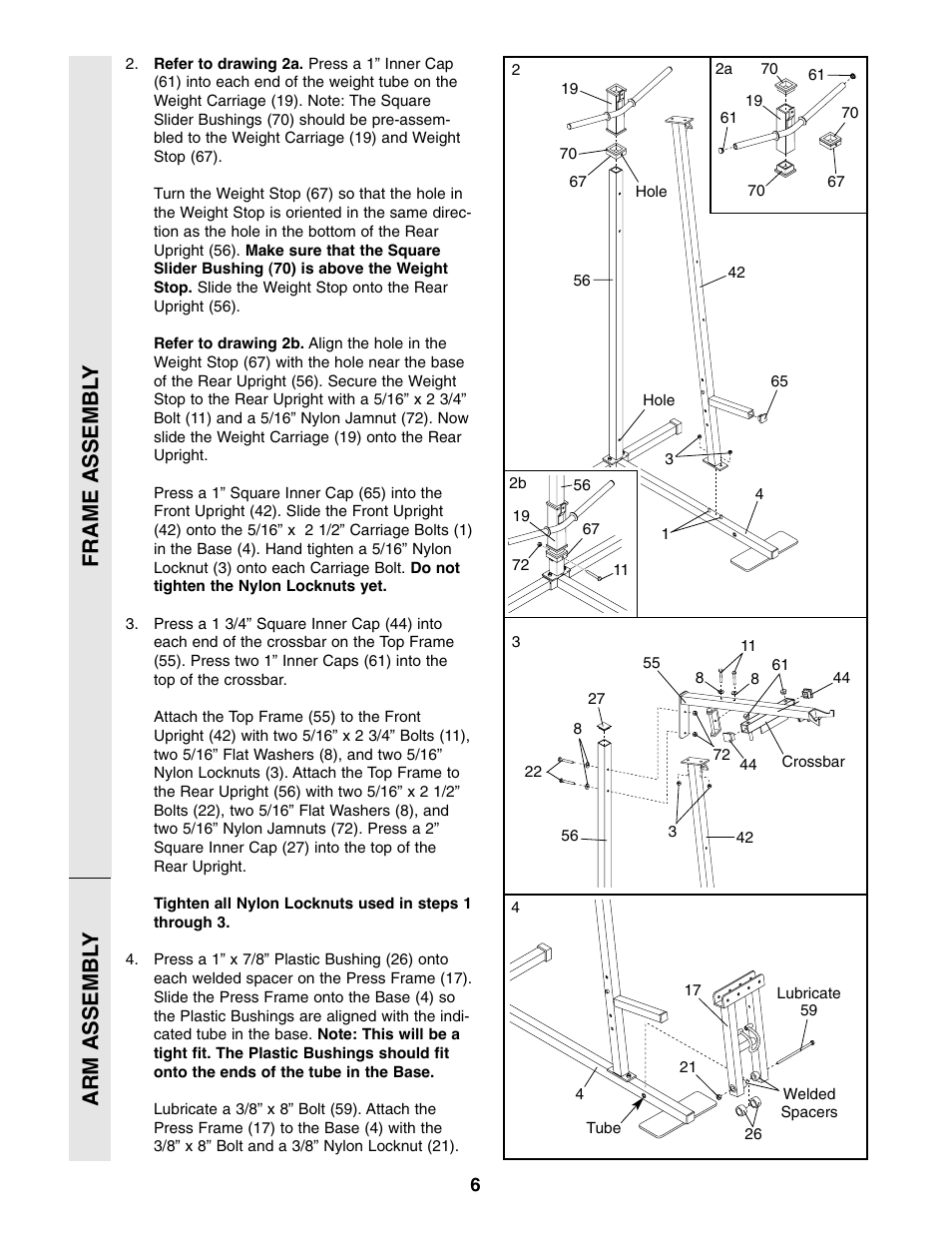 Frame assembl y, Arm assembl y | Healthrider 831.159710 User Manual | Page 6 / 25