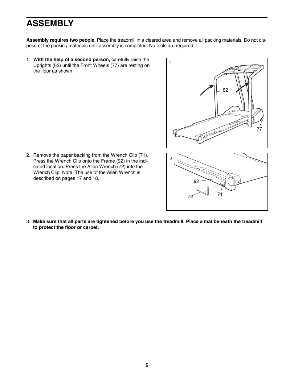 Assembly | Healthrider 831.297870 User Manual | Page 5 / 22