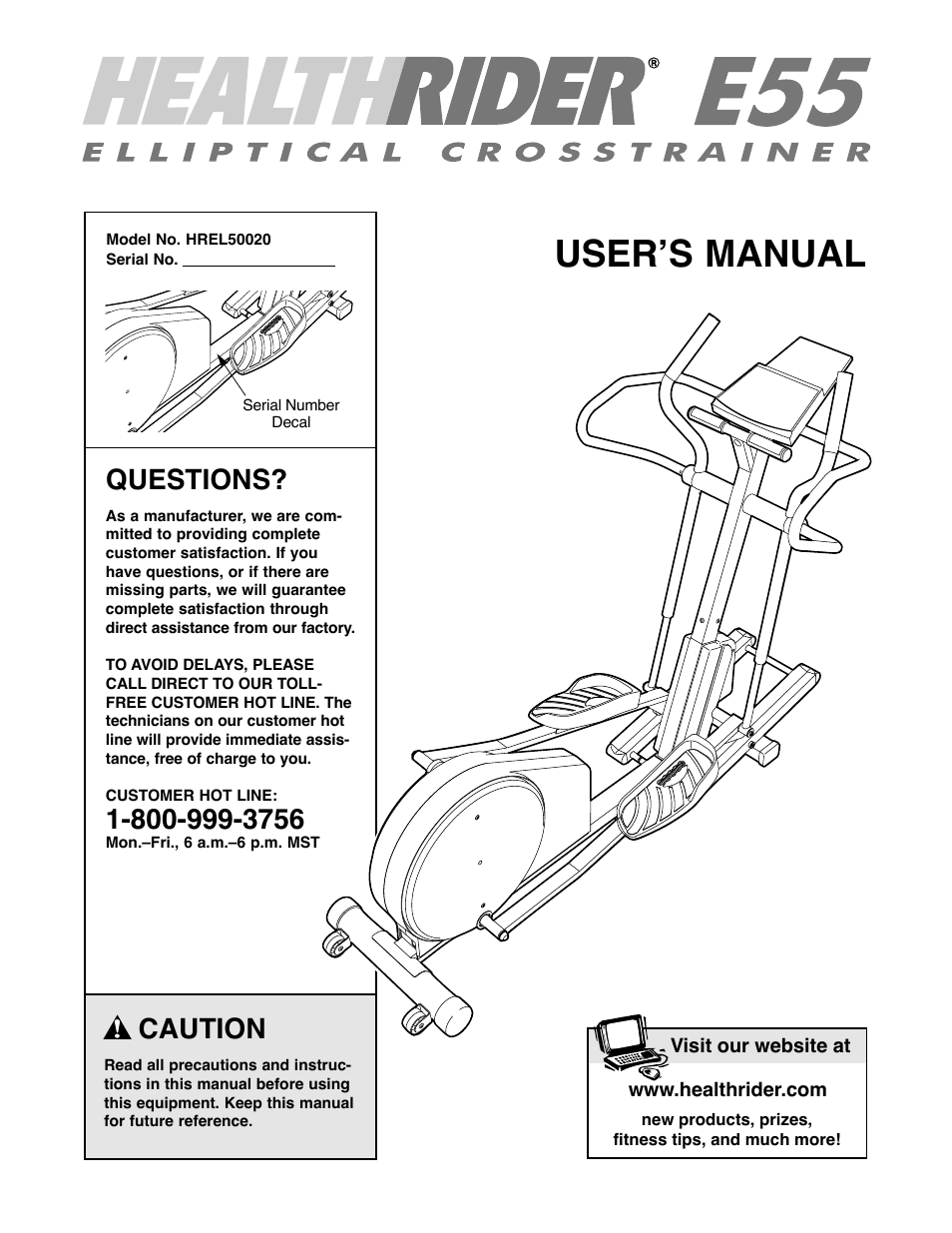 Healthrider HREL50020 User Manual | 24 pages