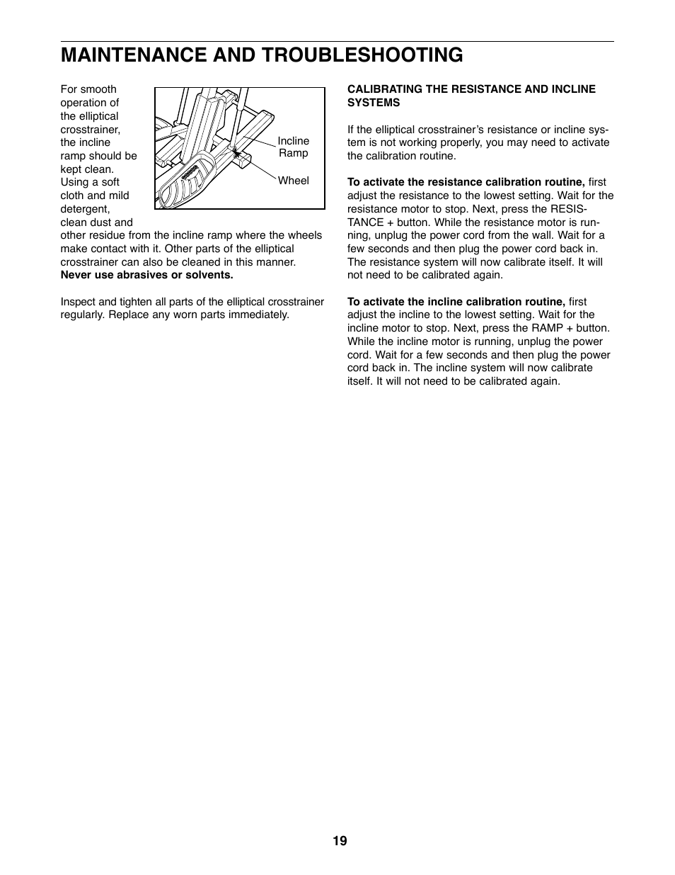 Maintenance and troubleshooting | Healthrider HREL50020 User Manual | Page 19 / 24