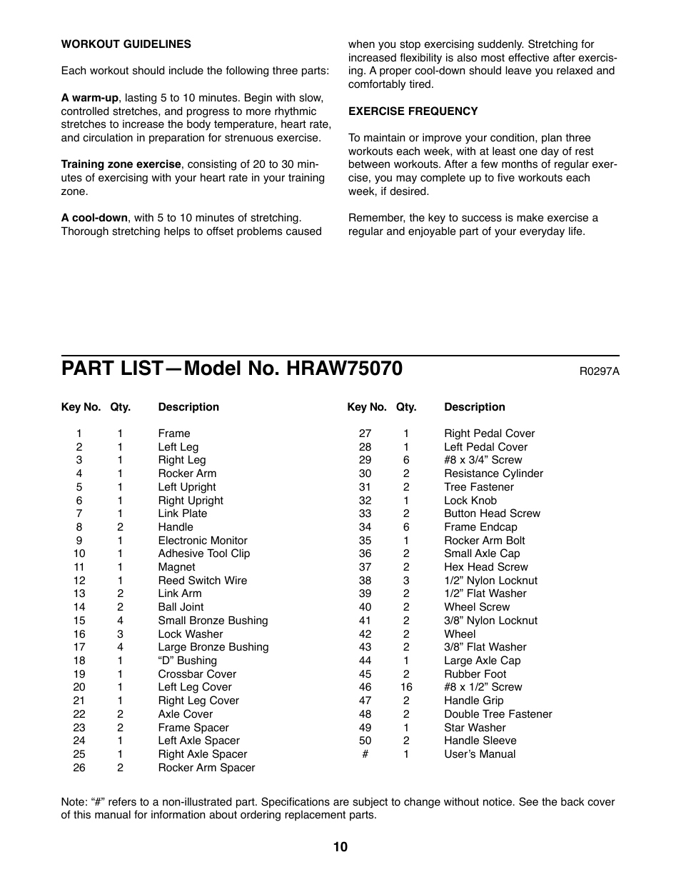 Healthrider HRAW75070 User Manual | Page 10 / 12