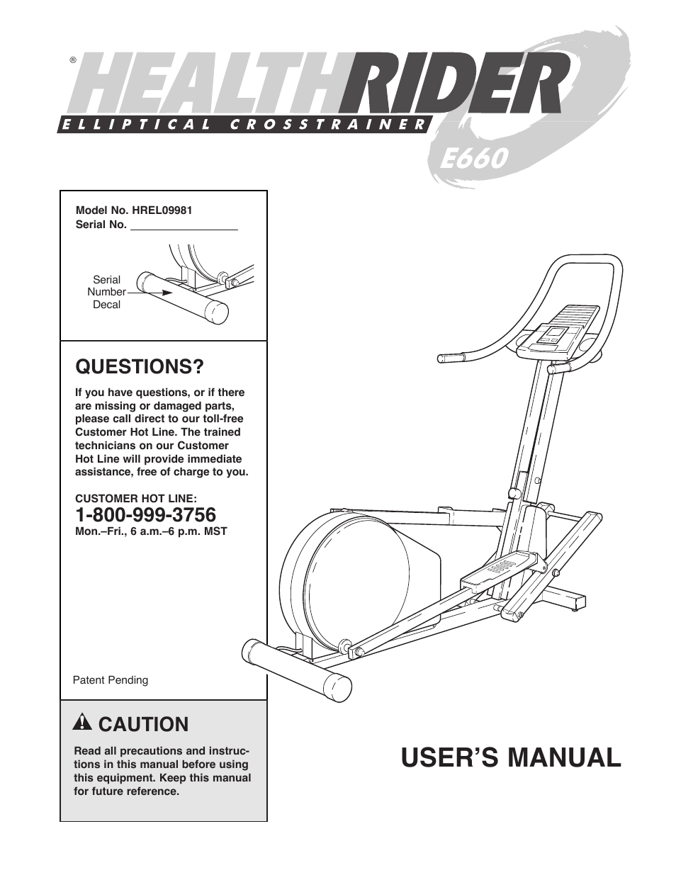 Healthrider E660 User Manual | 16 pages