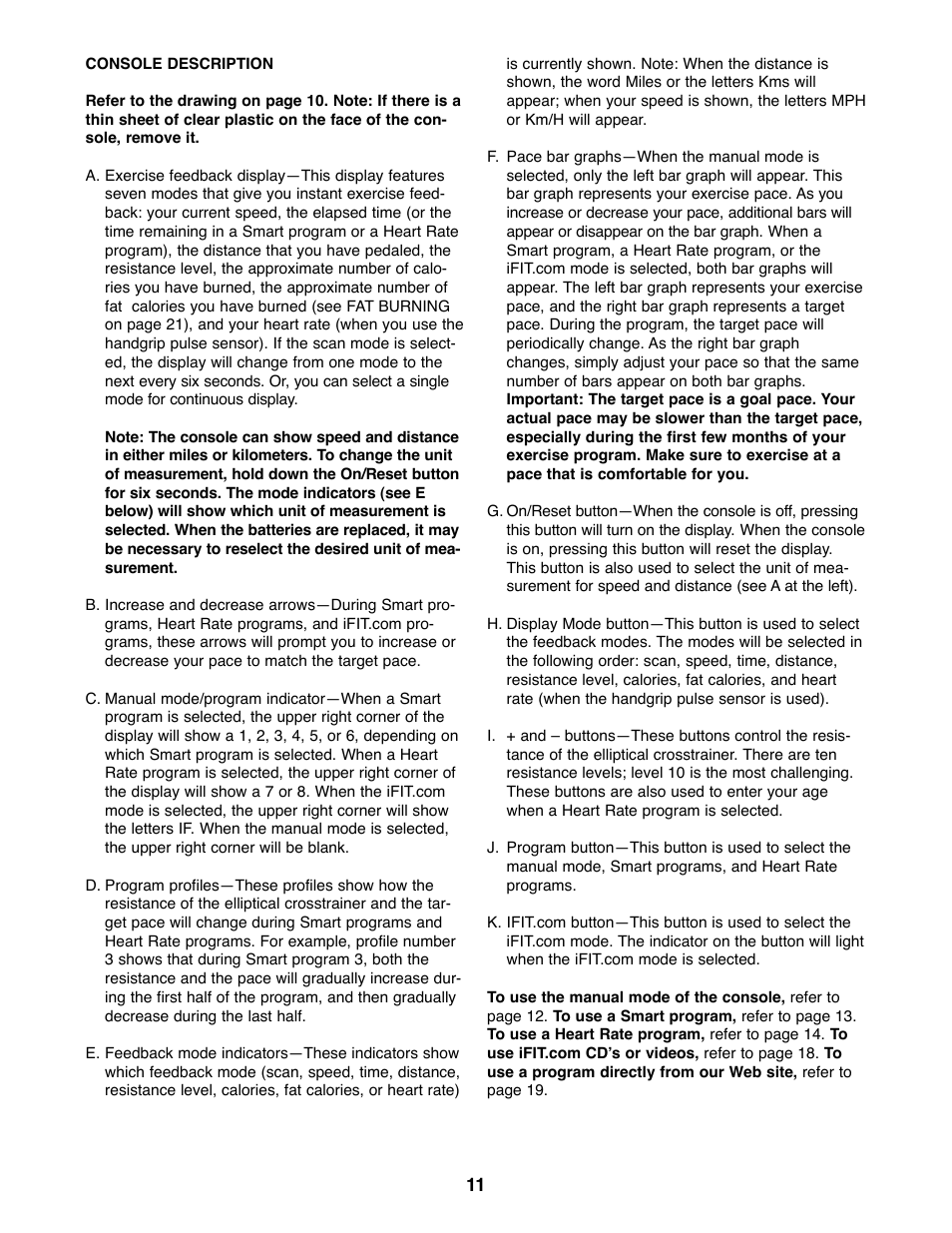 Healthrider C840e HRE59020 User Manual | Page 11 / 24
