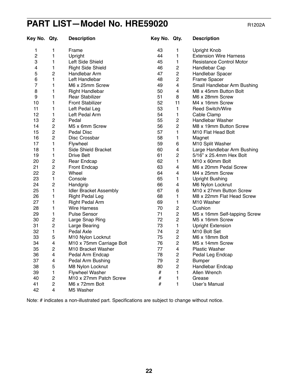 Healthrider C840e HRE59020 User Manual | Page 22 / 24
