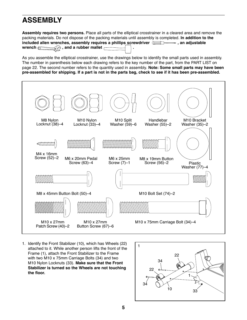 Assembly | Healthrider C840e HRE59020 User Manual | Page 5 / 24