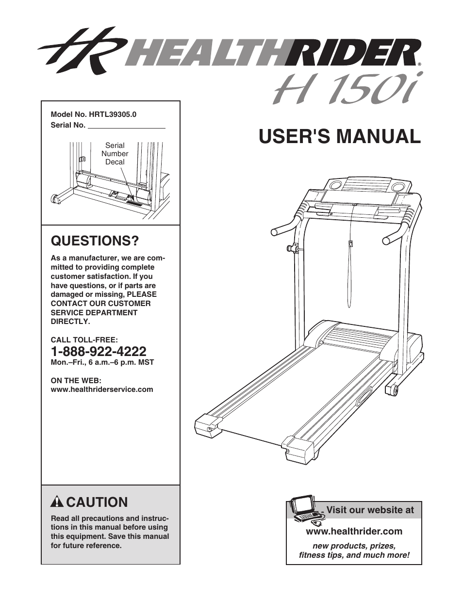 Healthrider HRTL39305.0 User Manual | 30 pages