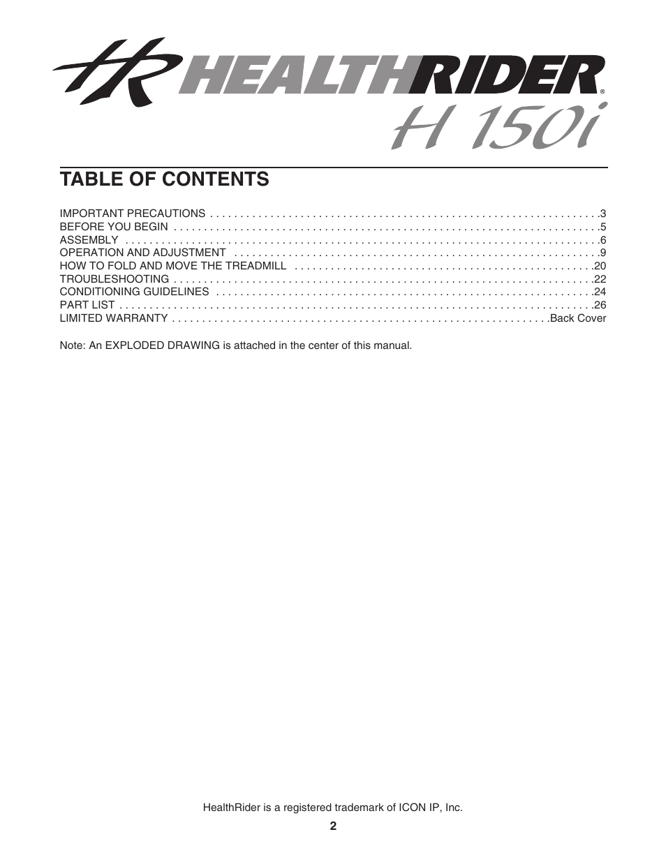 Healthrider HRTL39305.0 User Manual | Page 2 / 30