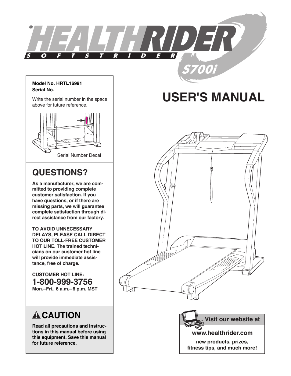 Healthrider SL 700i HRTL16991 User Manual | 34 pages