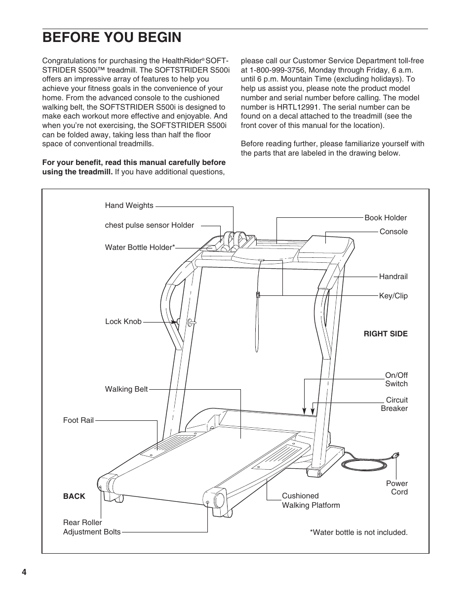 Before you begin | Healthrider HRTL1299 User Manual | Page 4 / 34