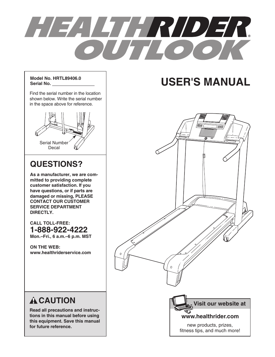 Healthrider HRTL89406.0 User Manual | 36 pages