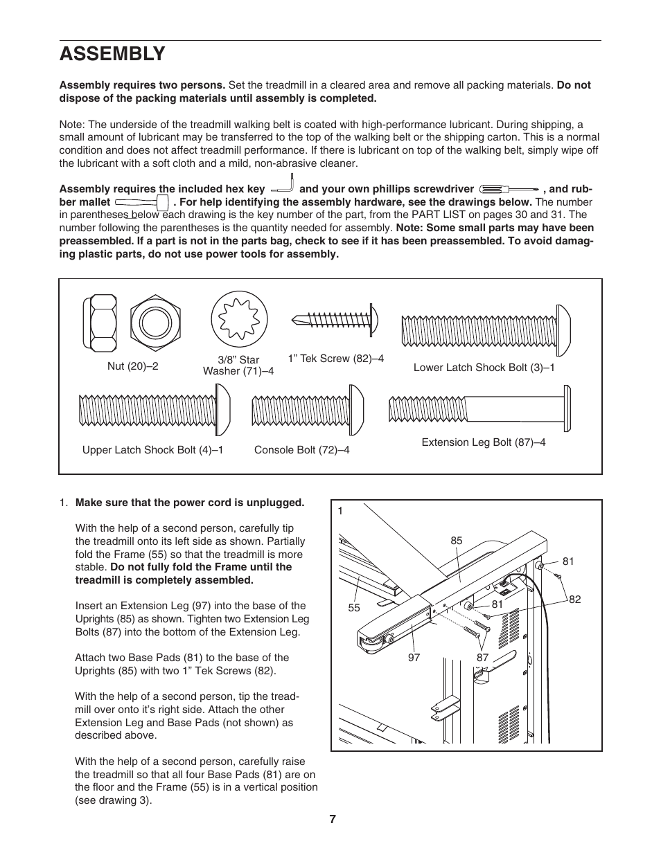 Assembly | Healthrider HRTL89406.0 User Manual | Page 7 / 36