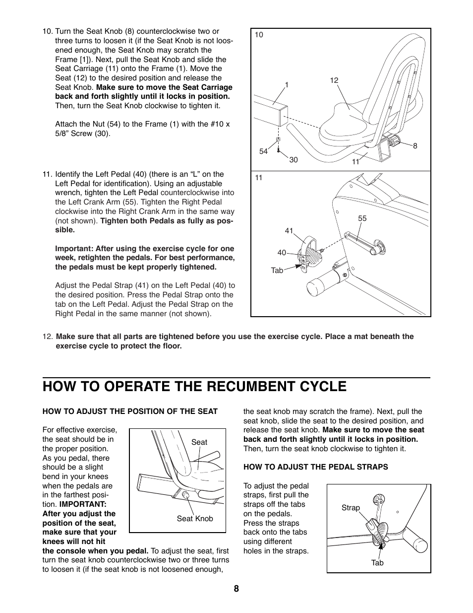 How to operate the recumbent cycle | Healthrider HREX36500 User Manual | Page 8 / 16