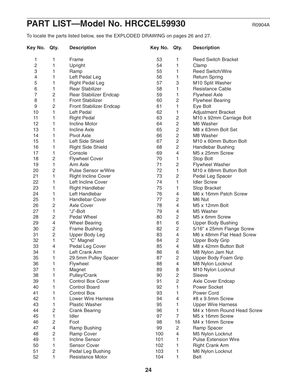 Healthrider AIRE STRIDER E60 HRCCEL59930 User Manual | Page 24 / 28