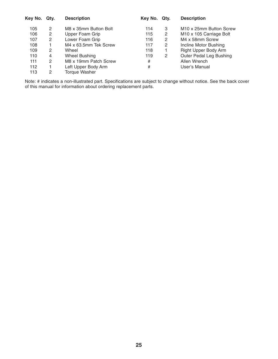 Healthrider AIRE STRIDER E60 HRCCEL59930 User Manual | Page 25 / 28