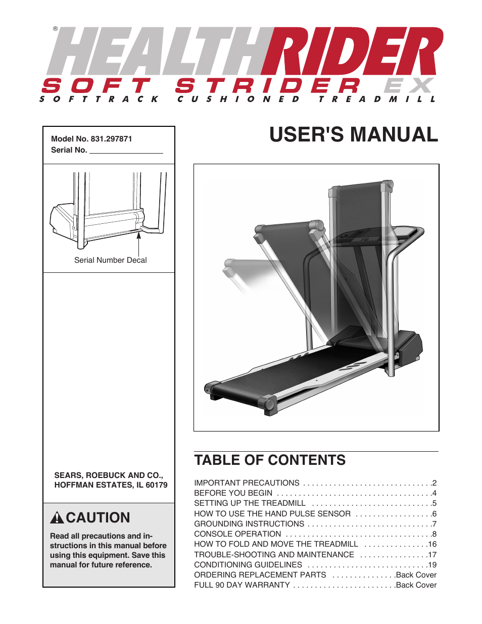 Healthrider SOFT STRIDER EX 831.297871 User Manual | 22 pages