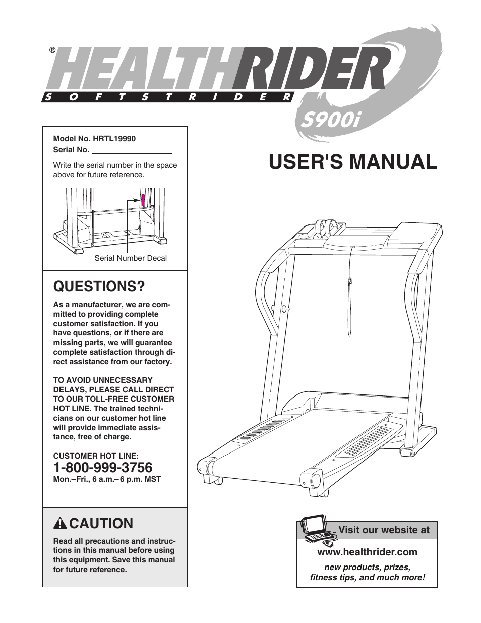 Healthrider S900i HRTL19990 User Manual | 34 pages