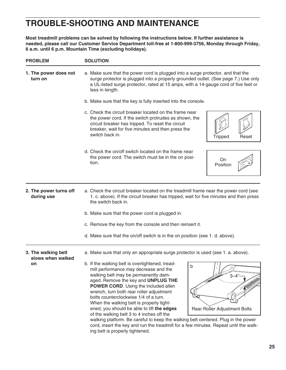 Trouble-shooting and maintenance | Healthrider S900i HRTL19990 User Manual | Page 25 / 34