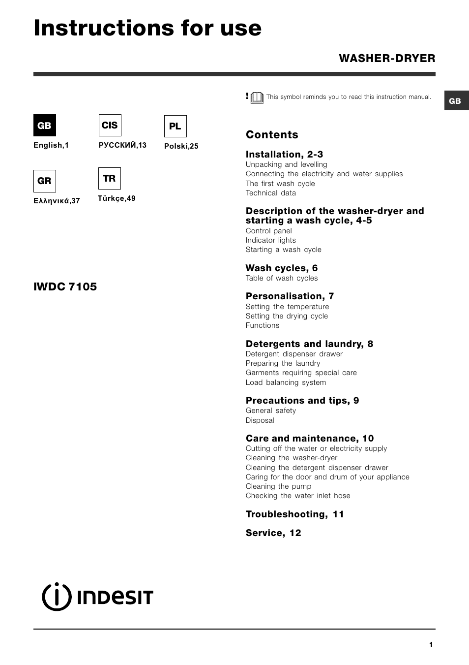 Indesit IWDC 7105 User Manual | 60 pages