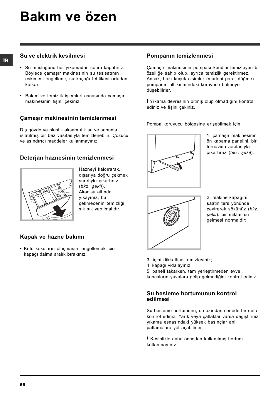 Bakým ve özen | Indesit IWDC 7105 User Manual | Page 58 / 60