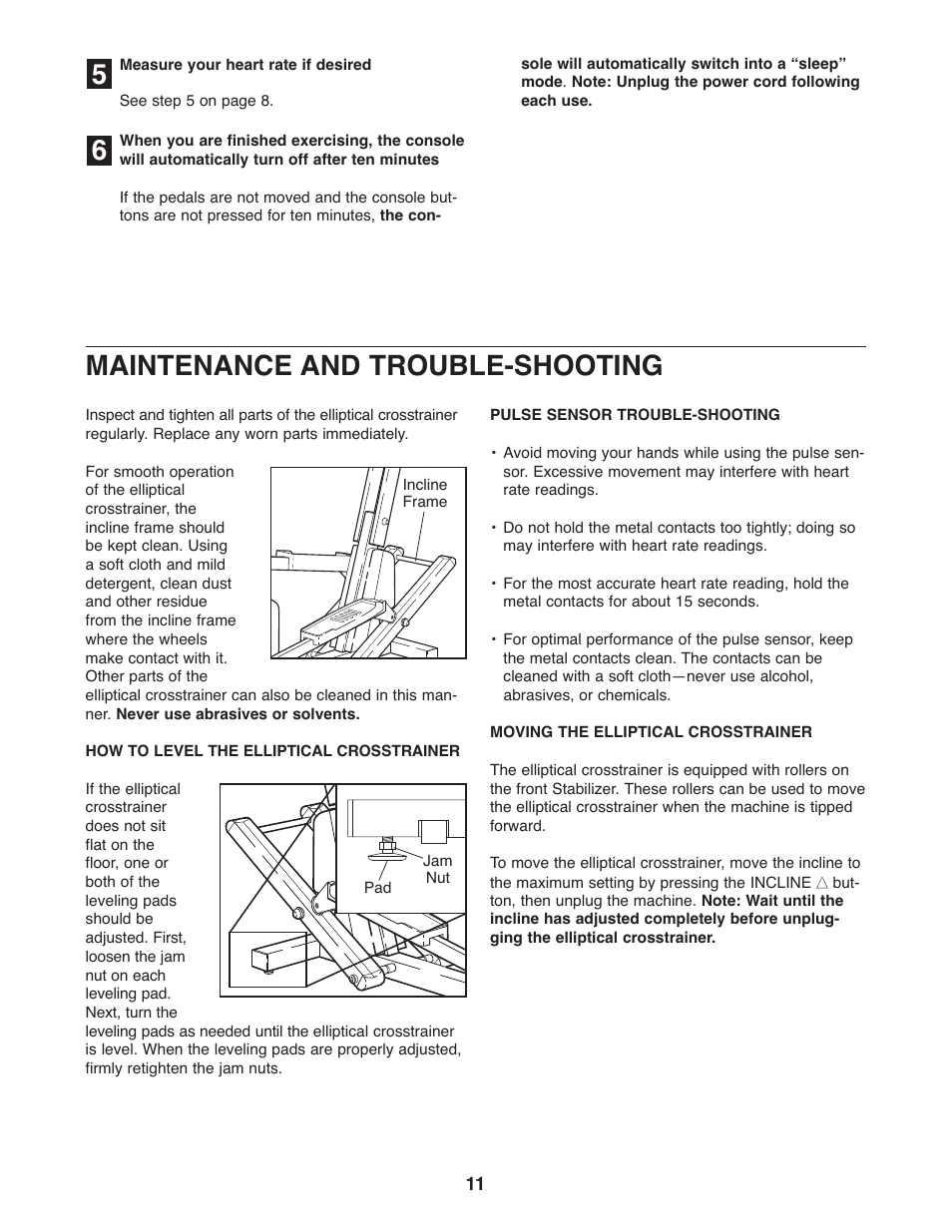 Maintenance and trouble-shooting | Healthrider E660 HREL09982 User Manual | Page 11 / 16