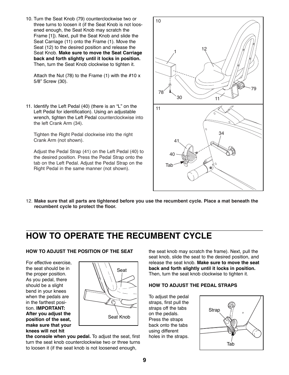 How to operate the recumbent cycle | Healthrider HREX04981 User Manual | Page 9 / 16