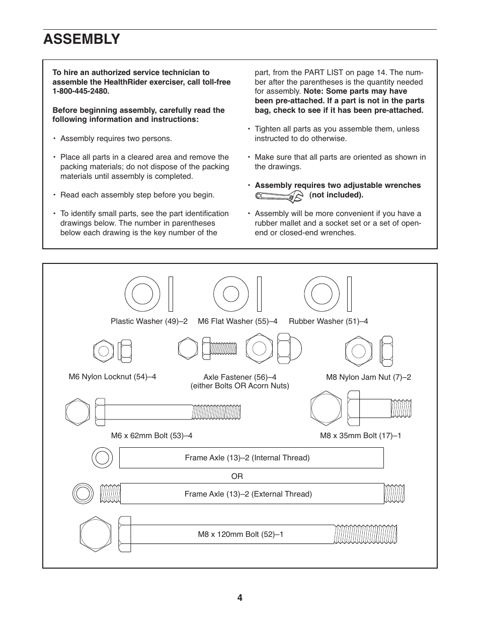 Assembly | Healthrider HRCR9155.0 User Manual | Page 4 / 16