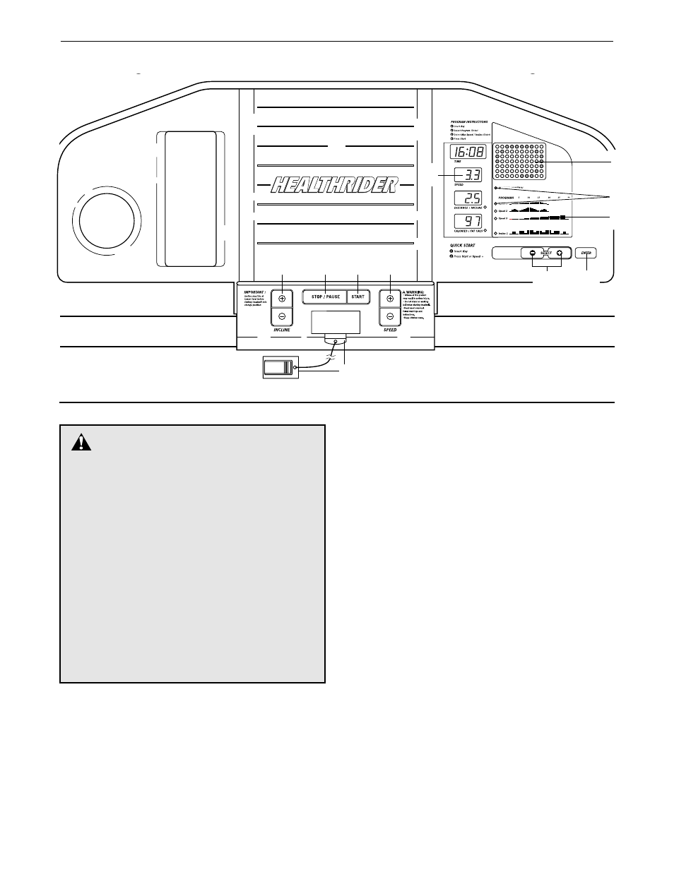 Console operation, Caution | Healthrider HCTL06190 User Manual | Page 8 / 23