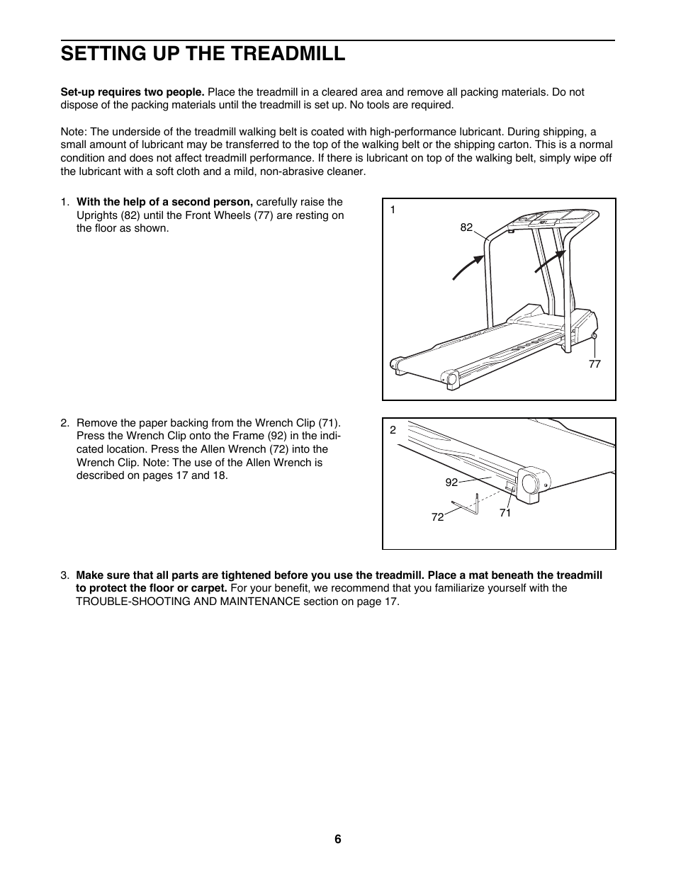 Setting up the treadmill | Healthrider SOFTSTRIDER S600 Treadmill HRTL14981 User Manual | Page 6 / 22