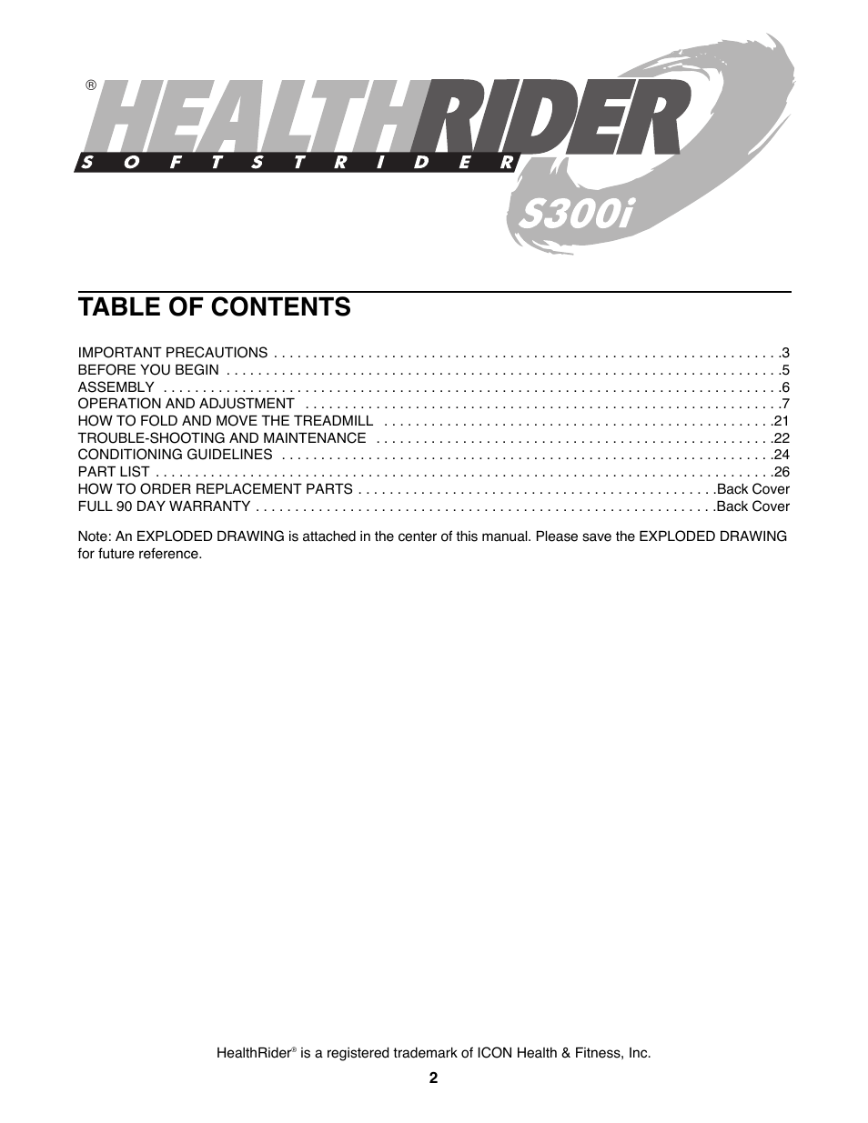 Healthrider 831.299300 User Manual | Page 2 / 30