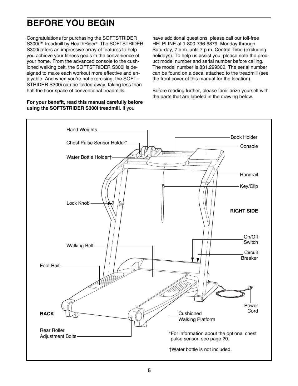 Before you begin | Healthrider 831.299300 User Manual | Page 5 / 30