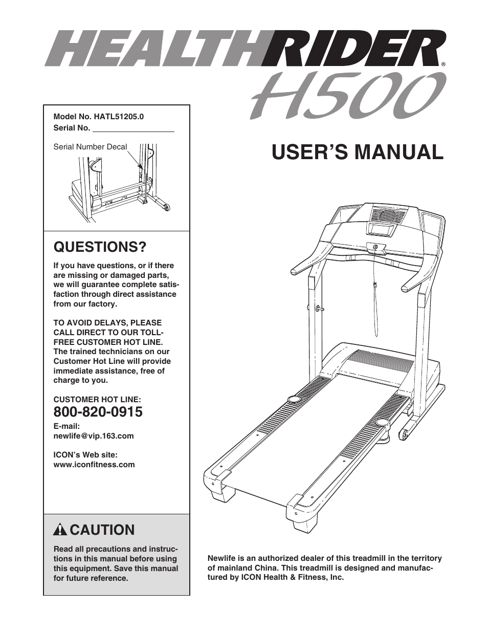 Healthrider HATL51205.0 User Manual | 34 pages