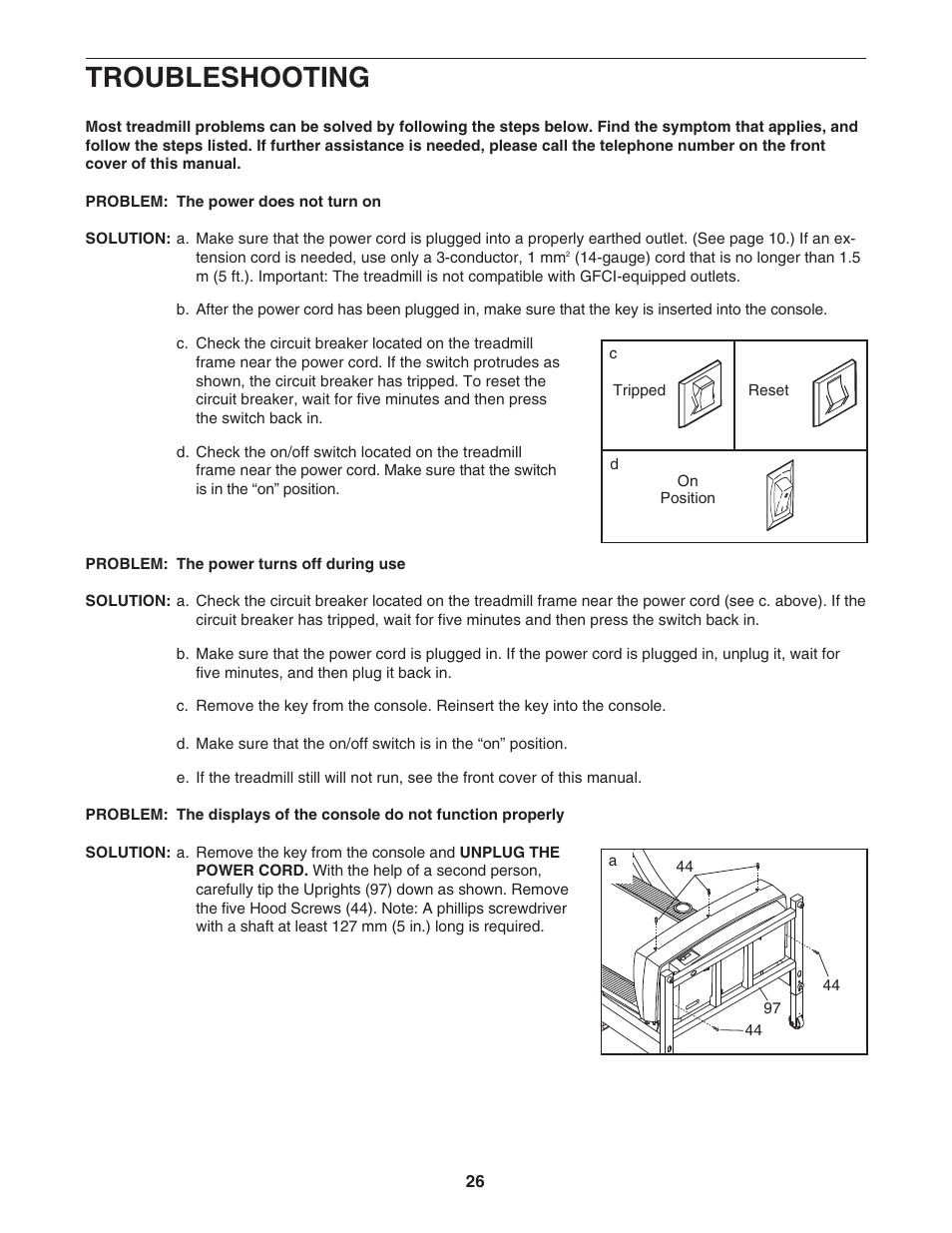 Troubleshooting | Healthrider HATL51205.0 User Manual | Page 26 / 34