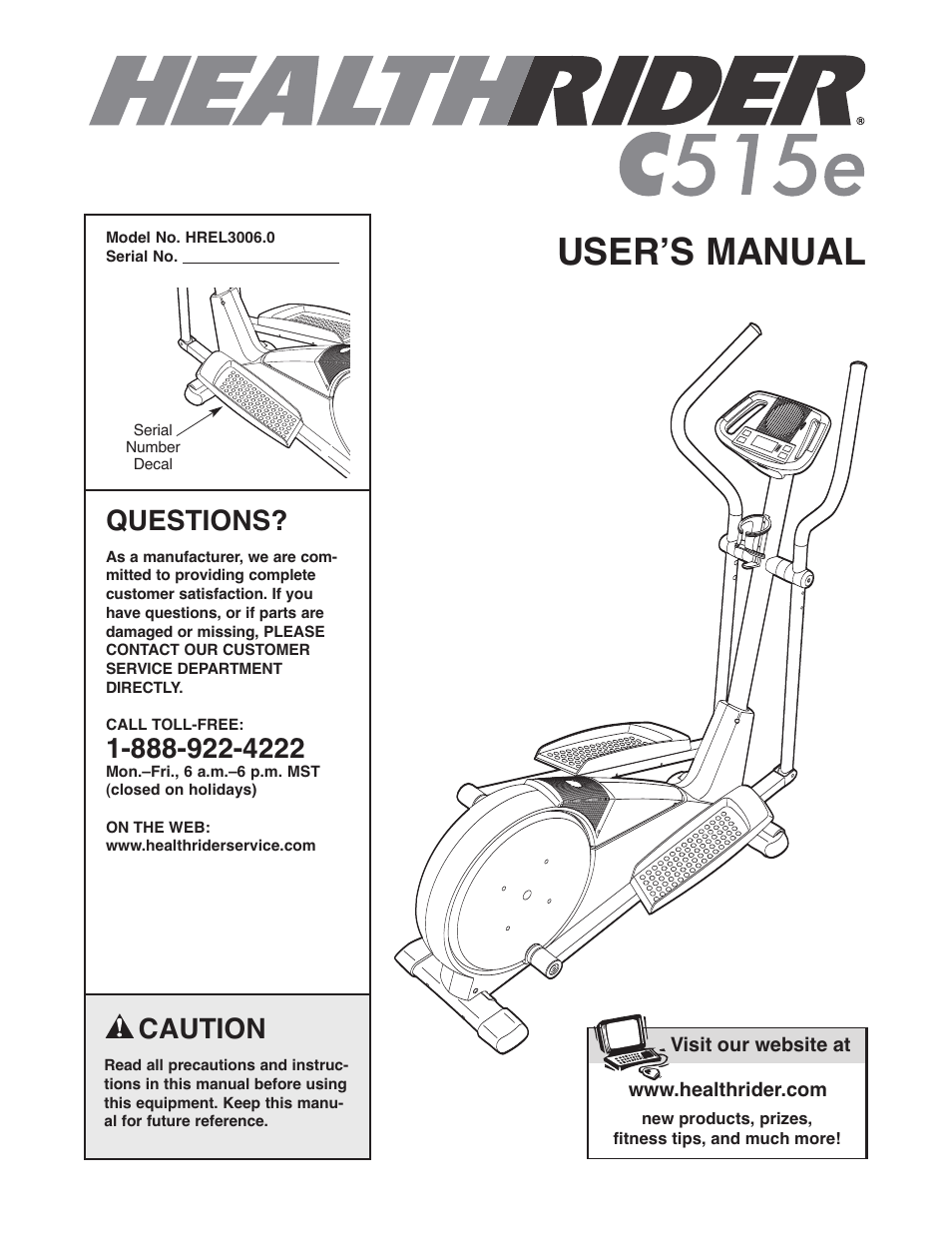 Healthrider C515e HREL3006.0 User Manual | 20 pages