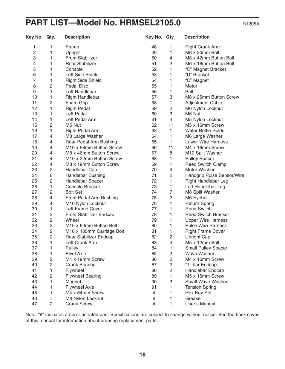 Healthrider C225e HRMSEL2105.0 User Manual | Page 18 / 20