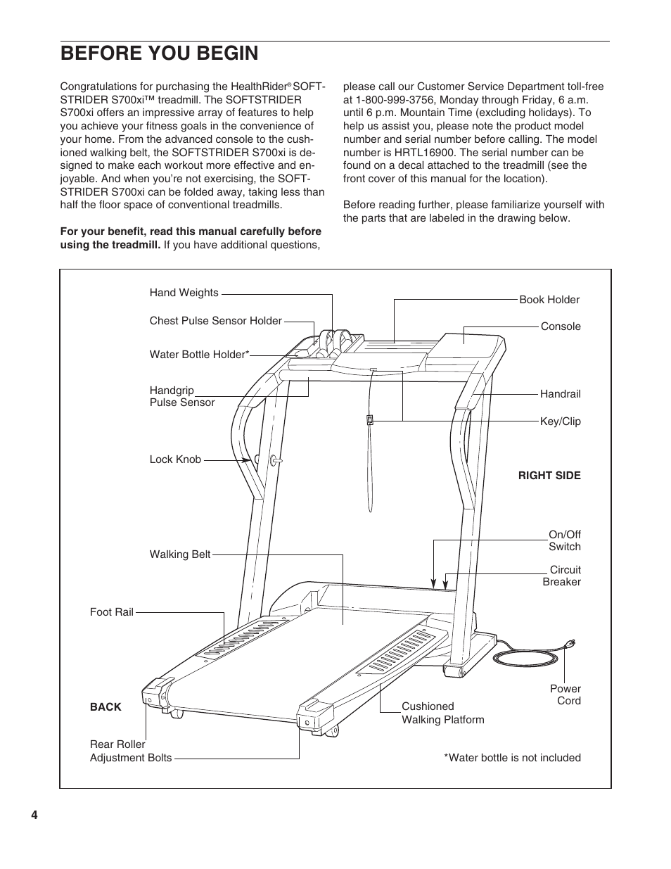 Before you begin | Healthrider HRTL16900 User Manual | Page 4 / 34