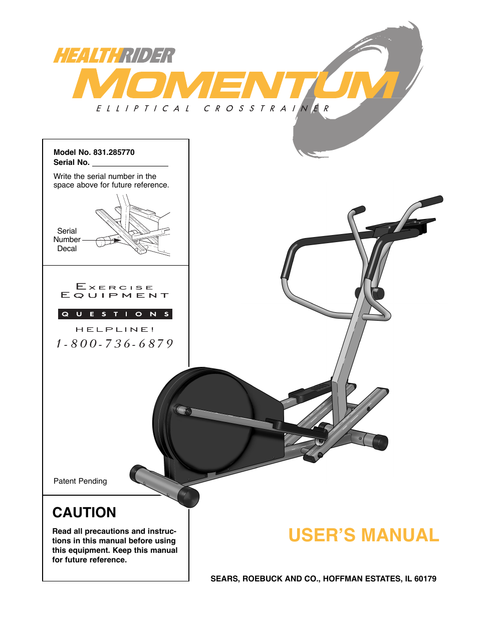 Healthrider 831.285770 User Manual | 16 pages